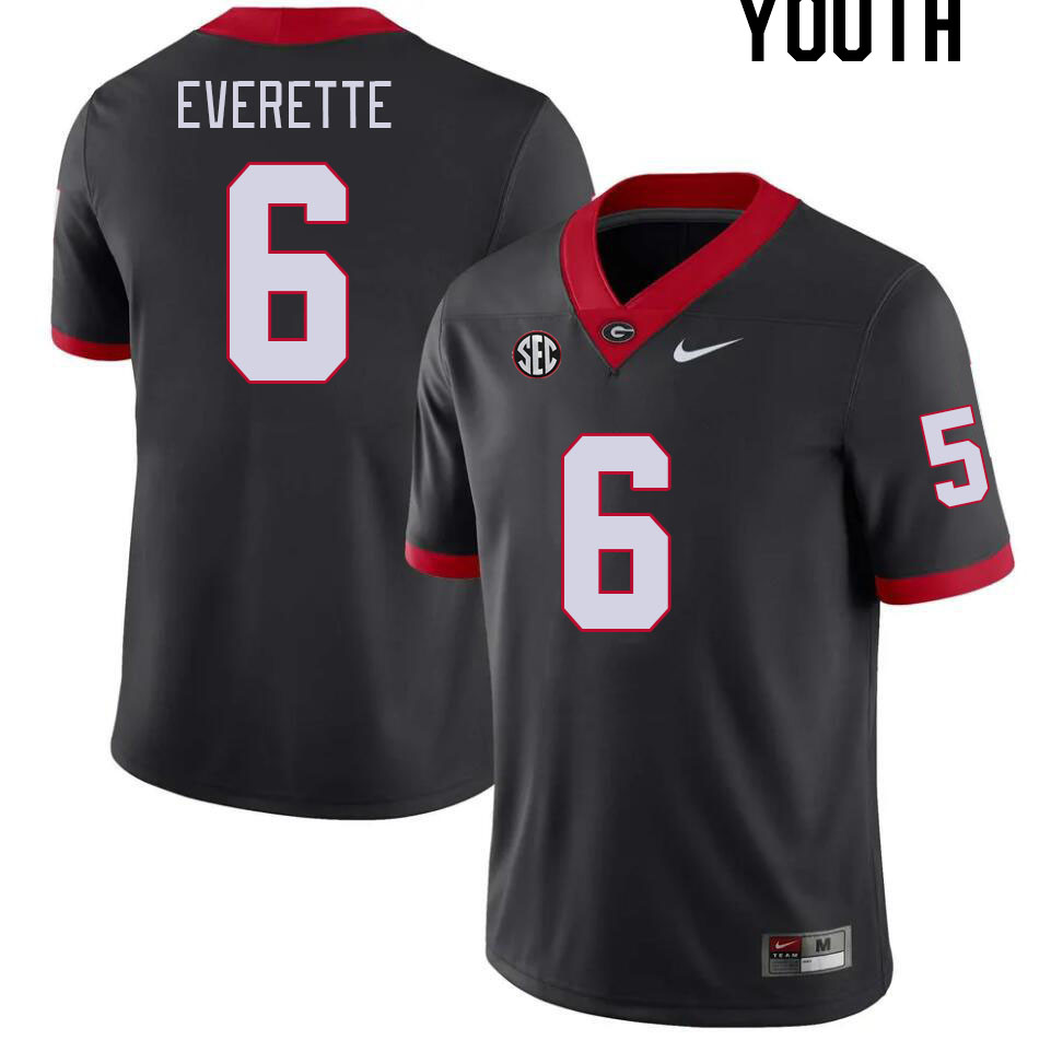 Youth #6 Daylen Everette Georgia Bulldogs College Football Jerseys Stitched-Black
